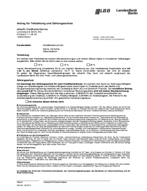 Antrag für Teilzahlung und Zahlungsschutz