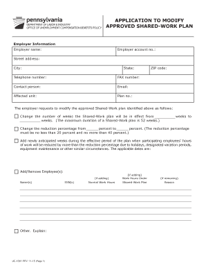 Application to Modify Shared-Work Plan