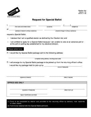 Request for Special Ballot