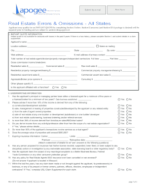 Real Estate Errors & Omissions Insurance Application