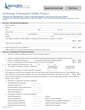 Technology Professional Liability Application