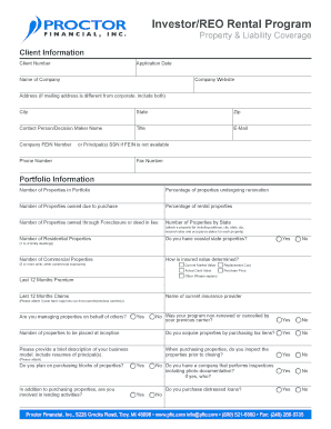 Investor REO Rental Program Application