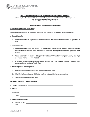 Oil Lease Operator Non-Operator Questionnaire
