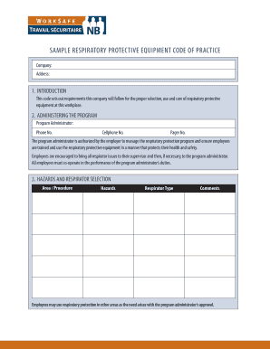 Respiratory Protective Equipment Code of Practice
