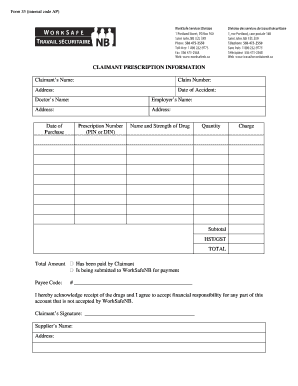 Claimant Prescription Information Form