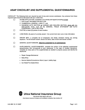 Auto Service Insurance Application Checklist