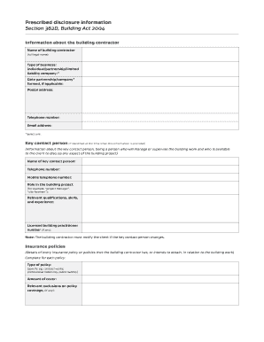 Building Contractor Disclosure Form
