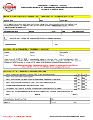 DOT Drug and Alcohol Testing Authorization Form