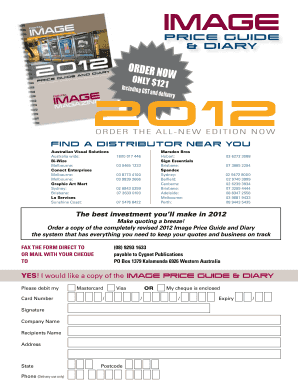 2012 Image Price Guide and Diary Order Form