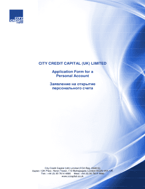City Credit Capital Personal Account Application