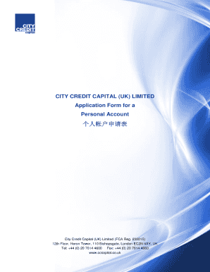 City Credit Capital Personal Account Application