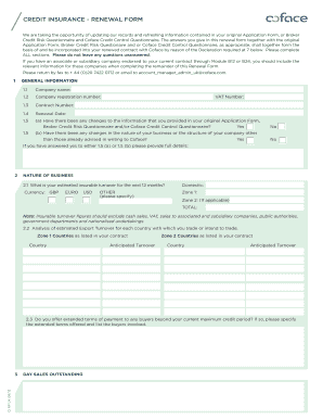 Credit Insurance Renewal Form