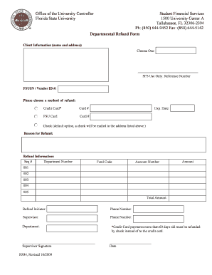 Departmental Refund Request Form