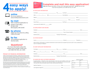 Holiday Credit Card Application Form