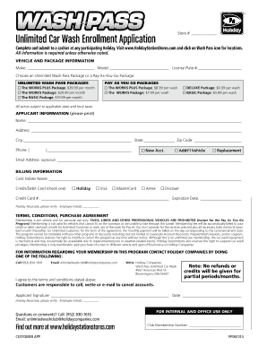Unlimited Car Wash Enrollment Application