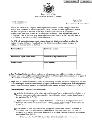 New York National Mortgage Settlement Complaint Form