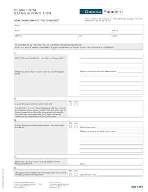 Danica Pension Health Insurance Claim Form