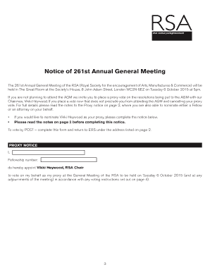 RSA AGM 2015 Proxy Notice