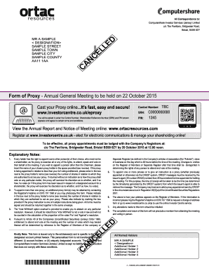 Proxy Form for Annual General Meeting