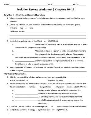 Chapter 10 The Theory Of Evolution Worksheets Answer Key - Fill Online,  Printable, Fillable, Blank | pdfFiller