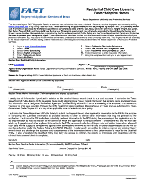 Texas Foster/Adoptive Home Fingerprint Pass
