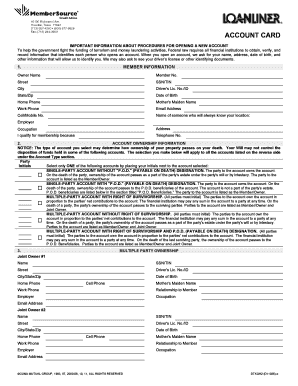 Account Card Application Form
