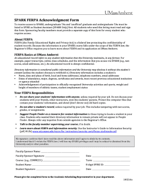 SPARK FERPA Acknowledgment Form