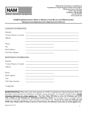 NAM Demand for Arbitration Form