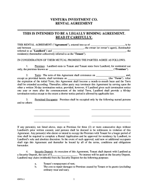 Ventura Investment Co Residential Lease Agreement