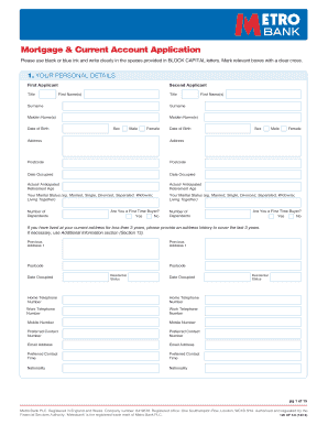 Mortgage and Current Account Application