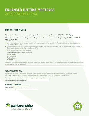 Enhanced Lifetime Mortgage Application Form