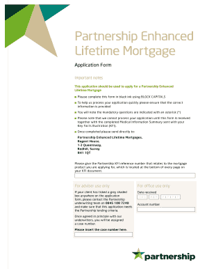 Partnership Enhanced Lifetime Mortgage Application Form