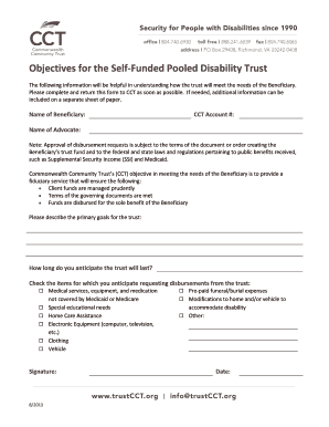 Self-Funded Pooled Disability Trust Form