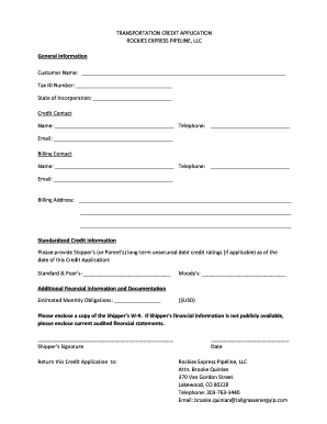 Transportation Credit Application