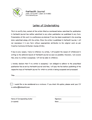 Letter of Undertaking for Article Submission
