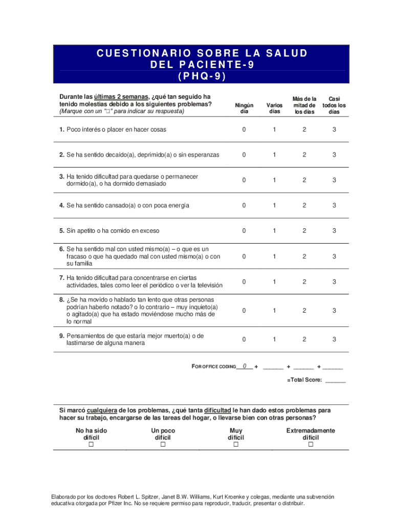 phq 9 spanish Preview on Page 1