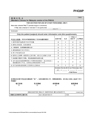 PHQ-9 Depression Screening Form