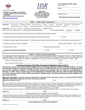 Boy Scouts of America Medical Claim Form
