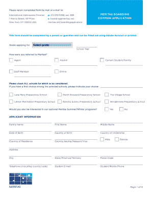 Meritas Boarding Common Application Form