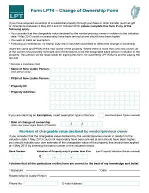 Change of Ownership Form LPT4