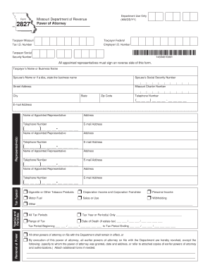 Missouri Power of Attorney Form 2827