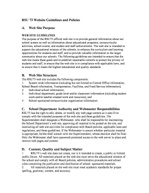 RSU73 School Website Policy and Guidelines