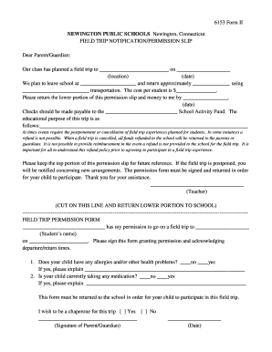 Field trip permission slip template - Field Trip Permission - Newington High School - Newington Public - hs npsct