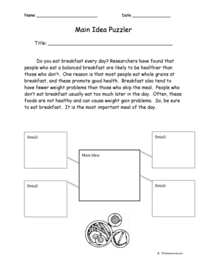Main Idea Puzzler Worksheet