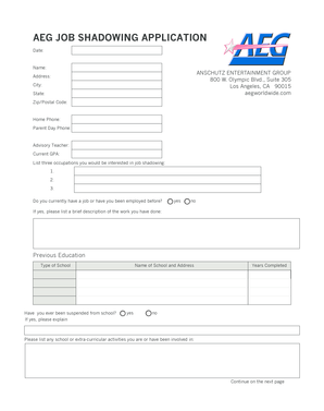 AEG Job Shadowing Application