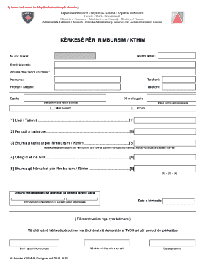 Albanian Tax Refund Request Form