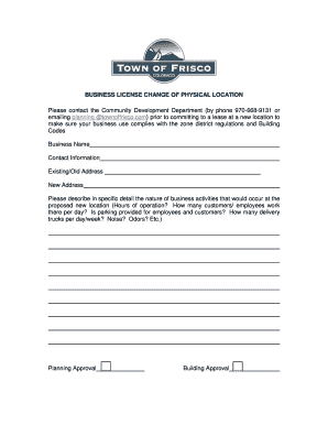 Business License Change of Physical Location
