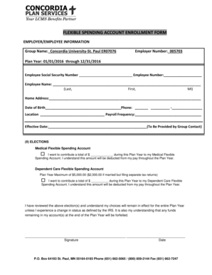Flexible Spending Account Enrollment Form