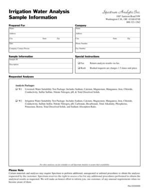 Irrigation Water Analysis Form