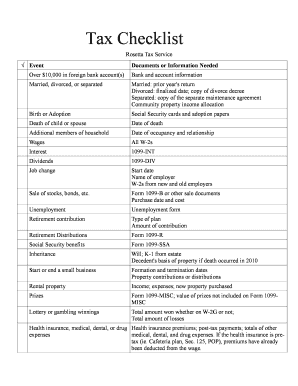 Tax Checklist